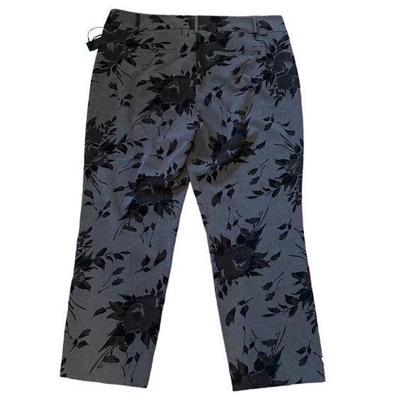 NWT Elle Collection Floral Gray & Black Pants/Slacks Women's Plus Size 16 - Picture 2 of 4